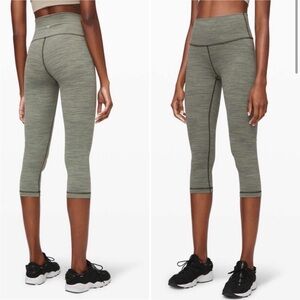 Lululemon Wunder Under Crop (High-Rise) Luxtreme 21"  Sage Dark Olive Size 6